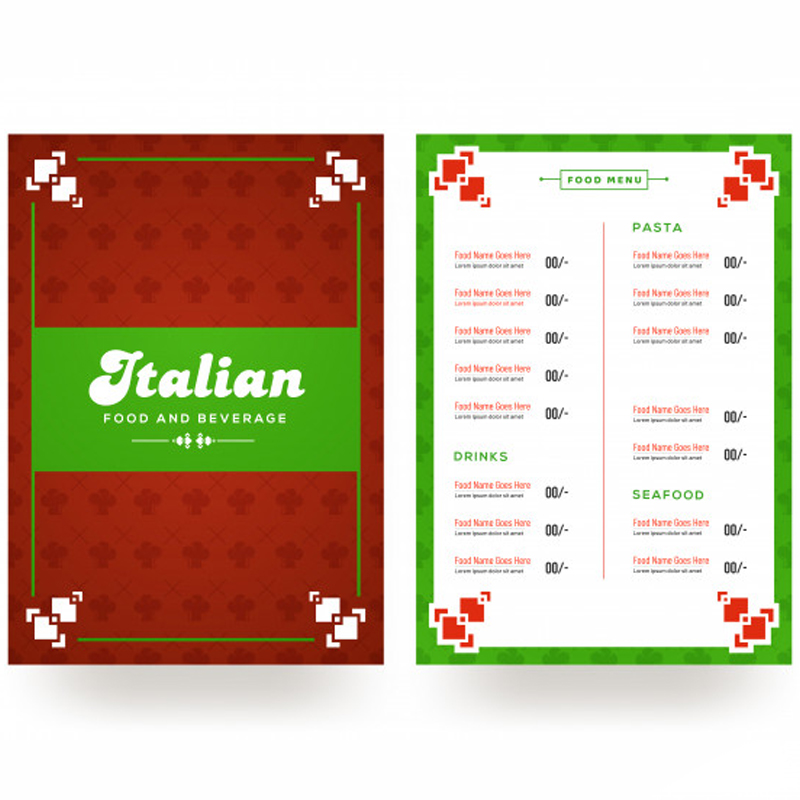 Menu Card Designing Services in Bengalore